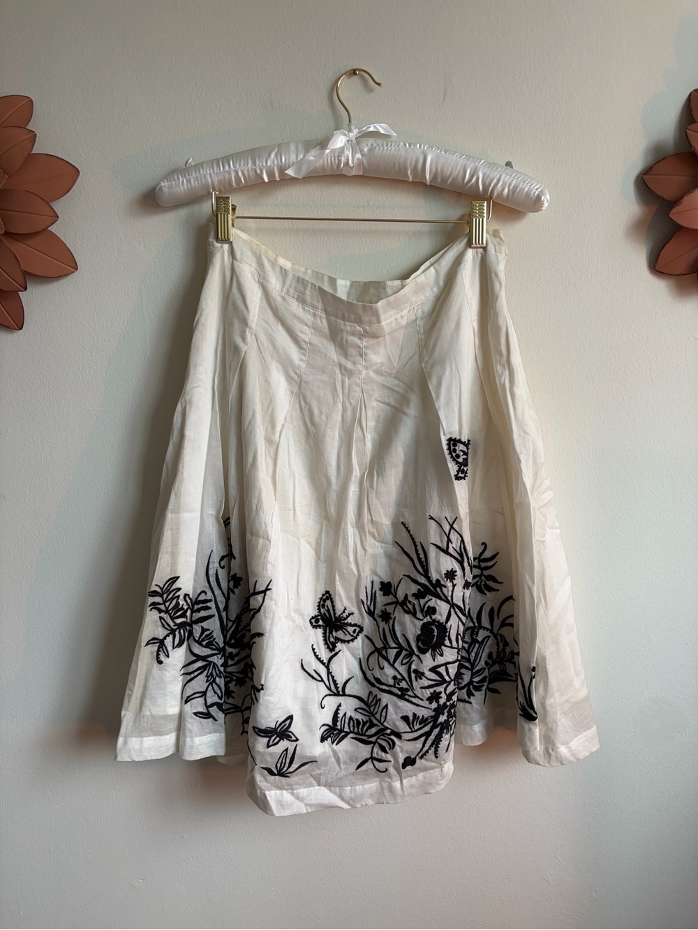 Embroidered Floral Cotton Skirt